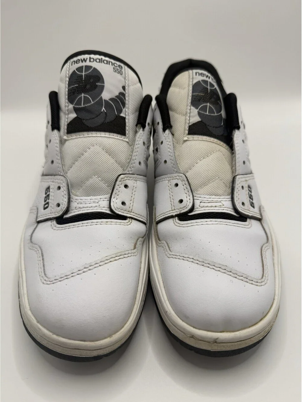 New Balance 550 Oreo Mens Size 8.5D White Black Leather Sneakers Shoes BB550HA1